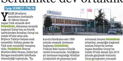 Hürriyet Gazetesi: Seramikte Dev Ortaklık