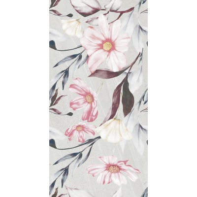 60*120 LECCE FLORAL MOTIF AÇIK GRİ